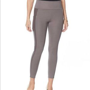 NEW! G by Giuliana GSculpt Faux Leather and Ponte Legging, Dark Gray